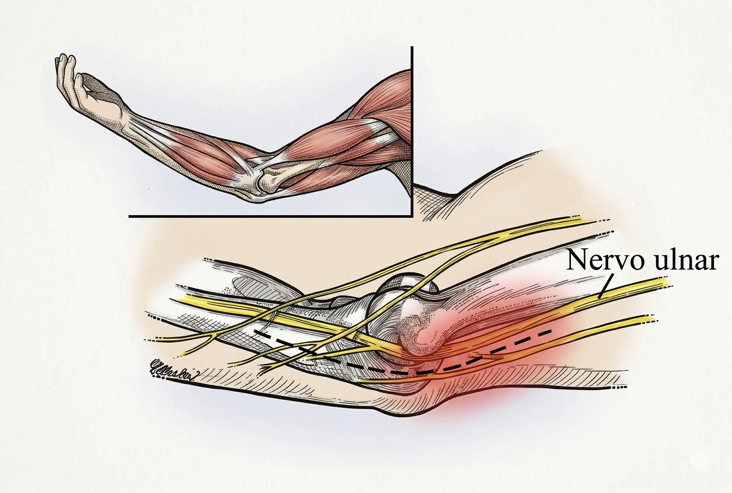 Anatomia do nervo ulnar no cotovelo — trajeto pelo túnel cubital